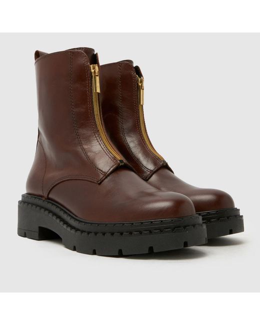 Schuh Brown Amber Leather Zip Boots