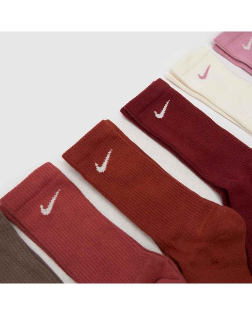Nike Red Everyday Crew Sock 6 Pack