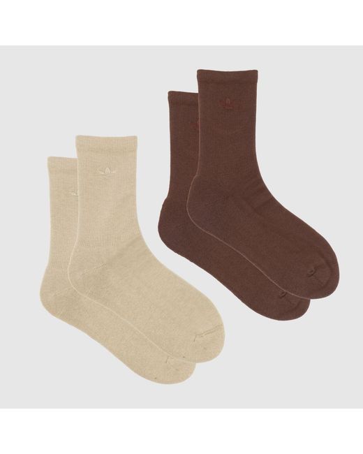 Adidas Brown Two-Toned Crew Sock 2 Pack