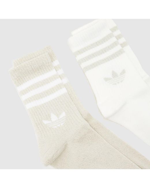 Adidas White Glitter Crew Socks 2Pk
