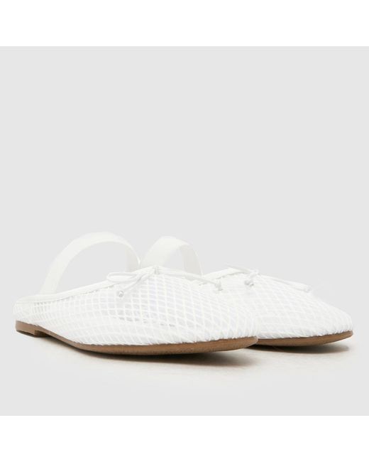 Schuh White Linnet Backless Mesh Ballerina Flats