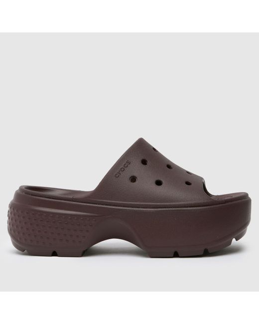 CROCSTM Brown Stomp Slide Sandals In