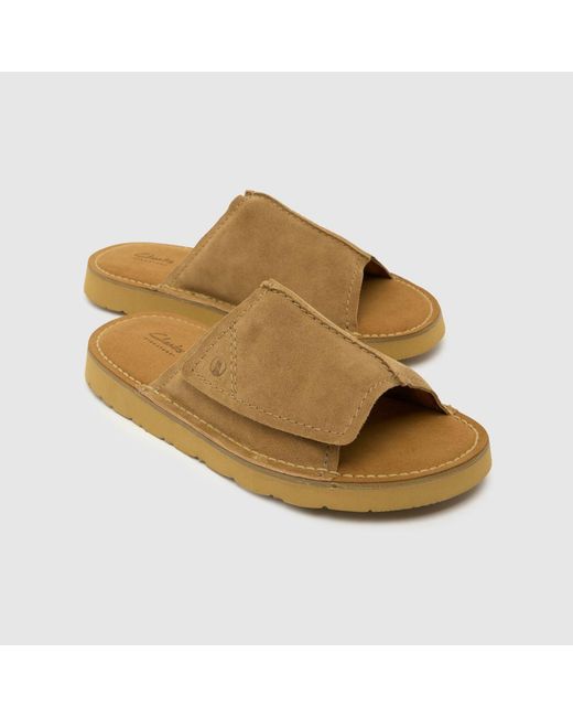 Clarks Brown Solsbury Slide Sandals for men