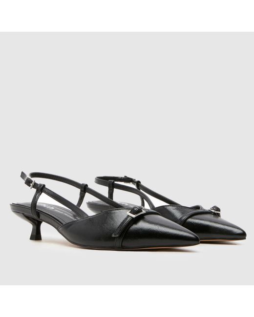 Schuh Black Sybill Buckle Kitten Low Heels