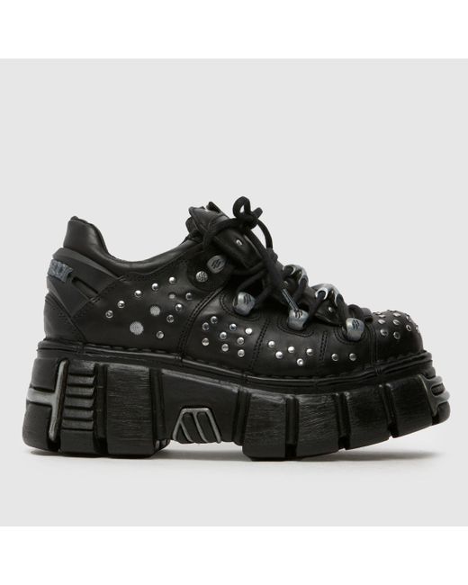 New Rock Black Studded Classic Low Flats