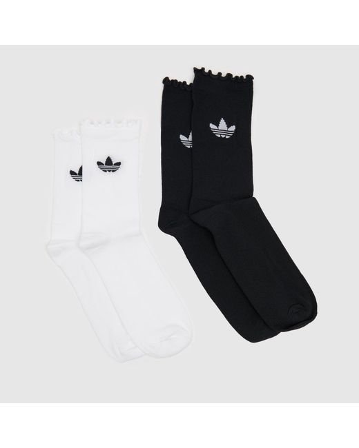 Adidas Black Ruffle Crew Sock 2 Pack