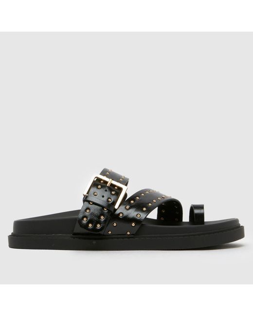 Schuh Black Tarha Studded Footbed Sandals