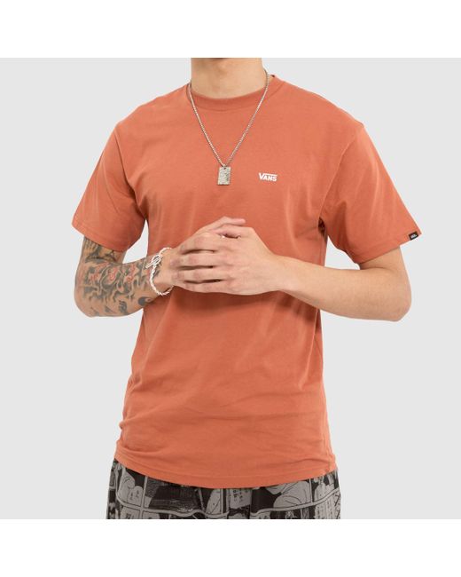 Vans Orange Left Chest Logo Cotton T-Shirts for men