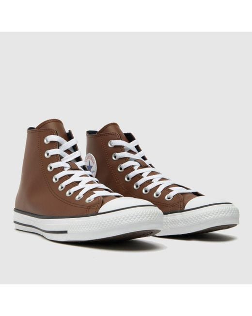 Converse Brown All Star Hi Faux Leather Trainers In for men