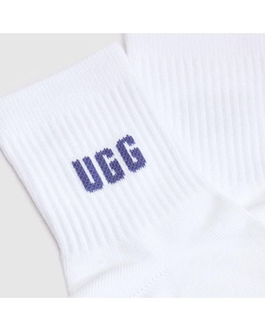 Ugg White Quinlin Logo Ankle Sock 3 Pack