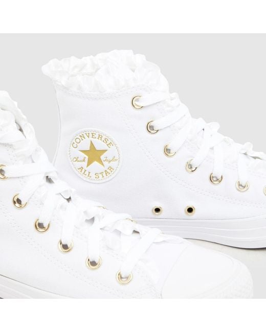 Converse White All Star Hi Ruffles Trainers