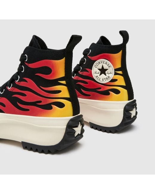Converse Blue Run Star Hike Flame Check Trainers In
