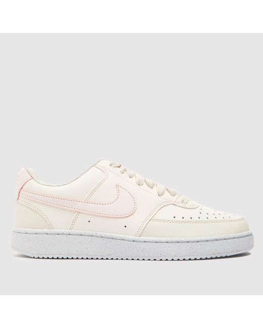 white and pink court vision trainers