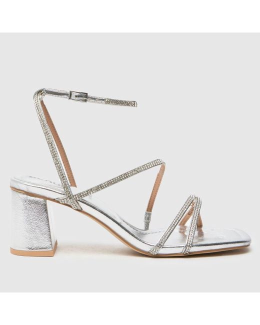 Schuh White Sully Embellished Block High Heels