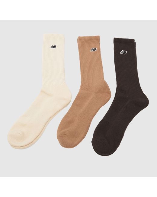 New Balance White Small Logo Knit Socks 3 Pack