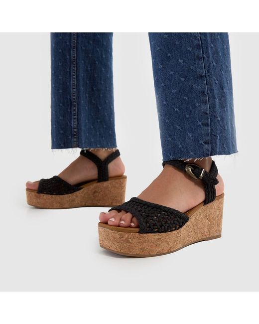 Blowfish Black Aric Woven Wedge High Heels