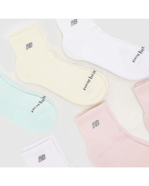 New Balance Pink Pastel Patch Ankle Socks 6Pk