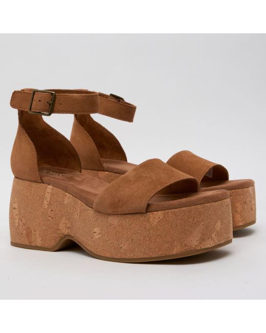 TOMS Brown Laila Wedge Sandals In