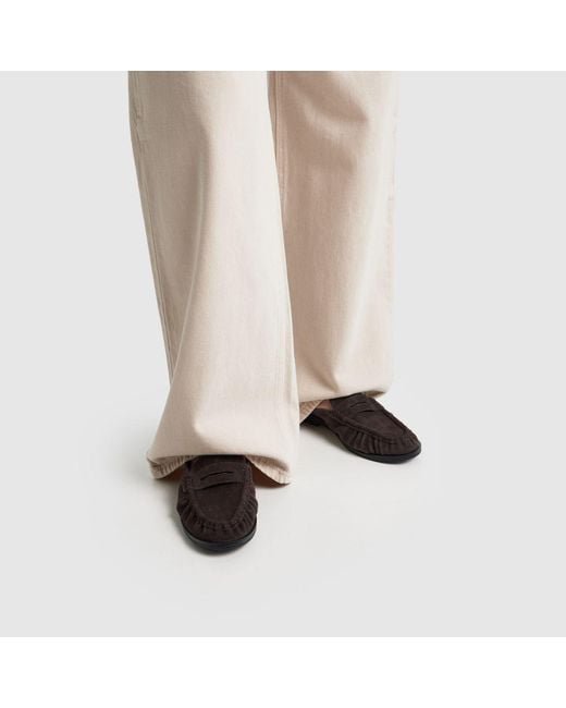Schuh Brown Leeds Suede Backless Loafer Flats