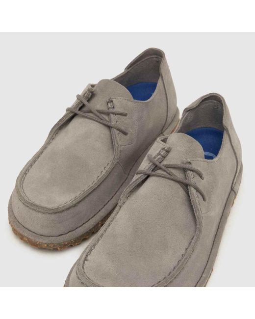Birkenstock Gray Utti Lace Flat Shoes In