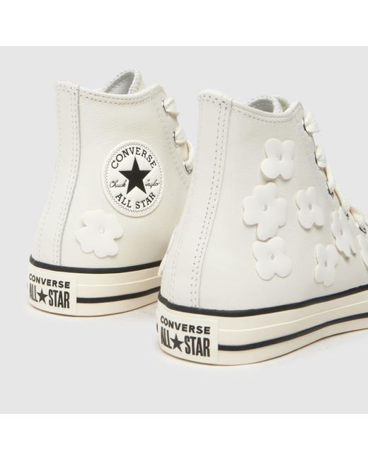 Converse White All Star Hi Leather 3D Flowers Trainers