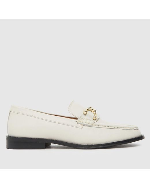 Schuh White Lassie Leather Snaffle Loafer Flat Shoes In