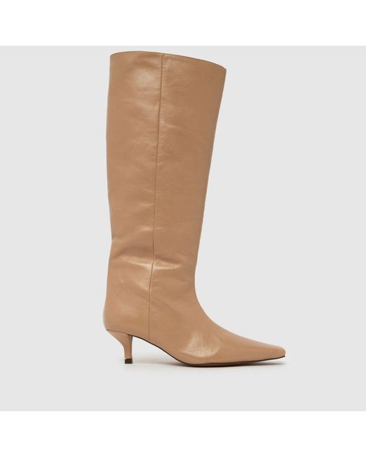 Schuh Brown Darce Leather Wide Leg Knee Boots