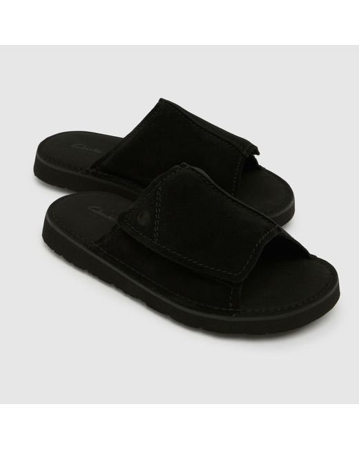 Clarks Black Solsbury Slide Sandals for men