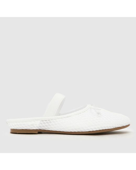 Schuh White Linnet Backless Mesh Ballerina Flats