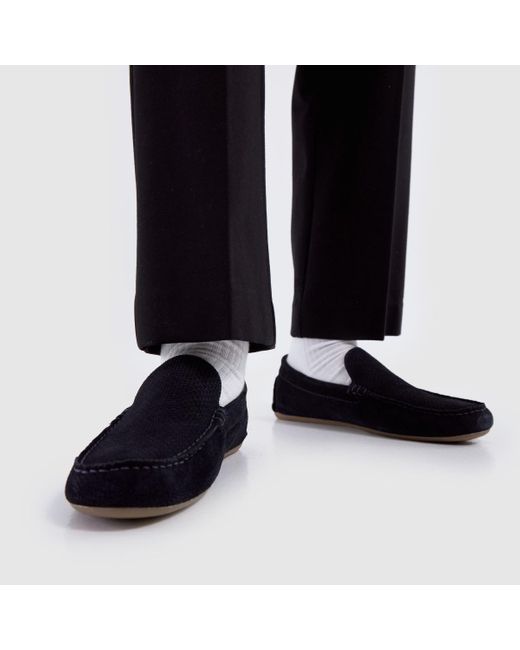 Schuh Black Roper Suede Driver Shoes for men