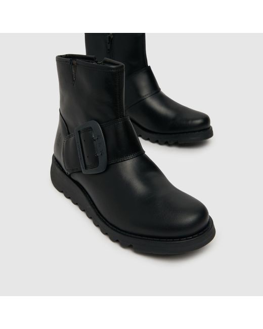 Fly London Black Women's Slik Buckle Ankle Boots