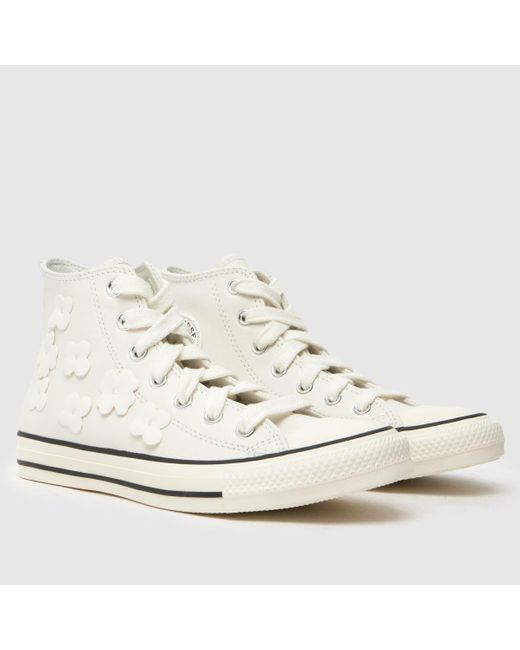 Converse White All Star Hi Leather 3D Flowers Trainers