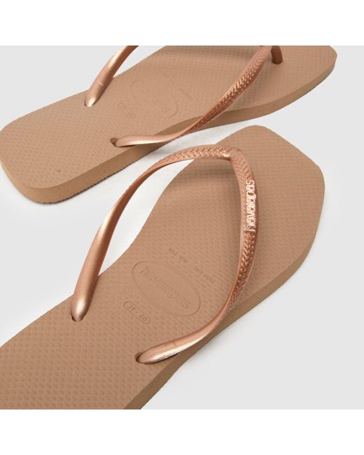 Havaianas Natural Slim Square Logo Metallic Sandals