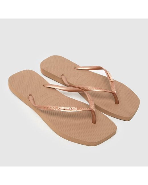 Havaianas Natural Slim Square Logo Metallic Sandals