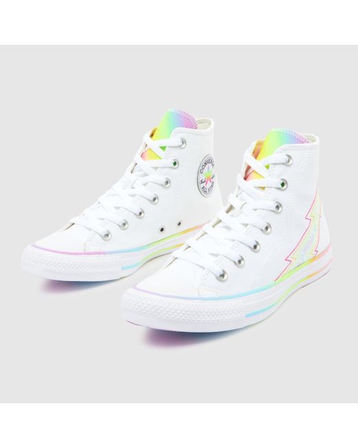 Converse White All Star Hi Pride Trainers In