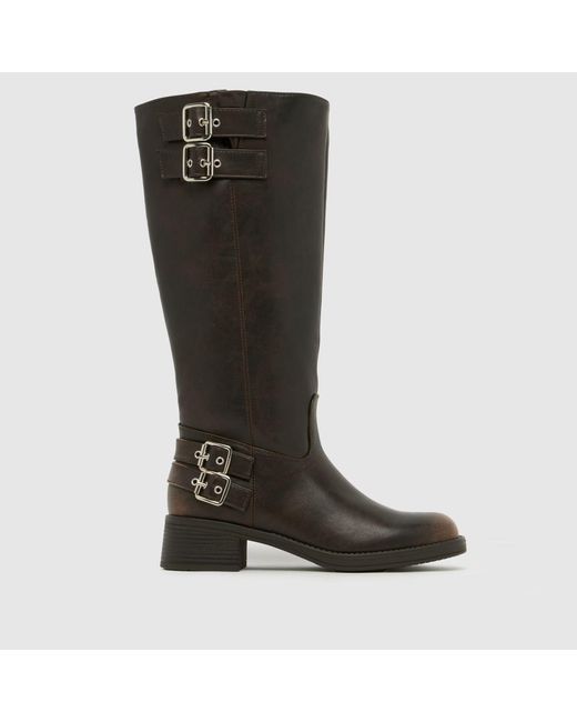 Schuh Black Disk Buckle Biker Boots