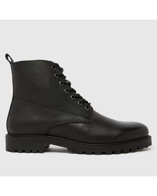 Schuh Black Griffin Leather Lace Up Boots for men