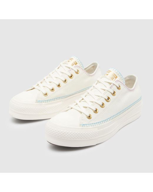 Converse White All Star Lift Ox Craft Stitch Trainers In