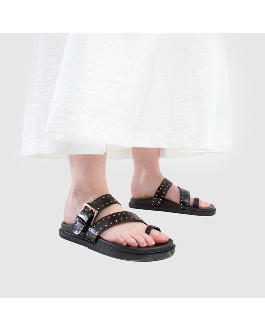 Schuh Black Tarha Studded Footbed Sandals