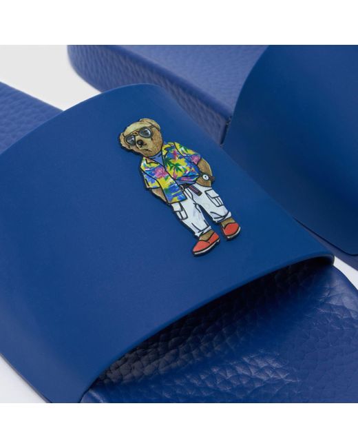Polo Ralph Lauren Blue Bear Slide Sandals In for men