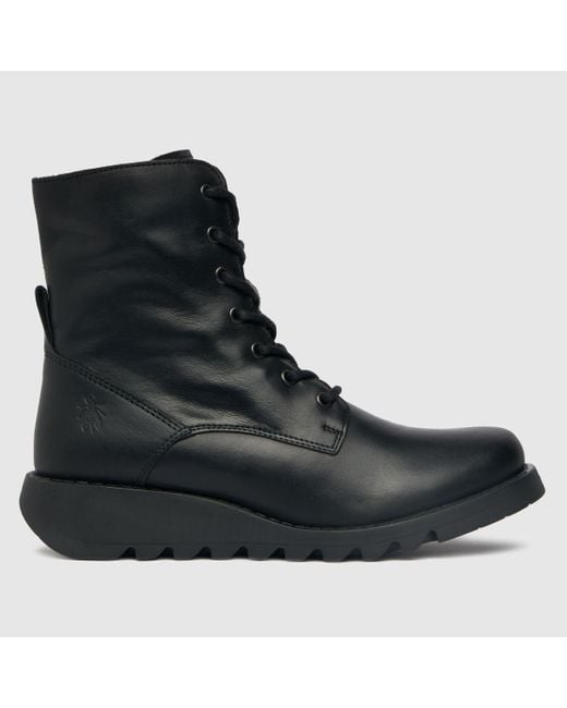Fly London Black Sers Lace Up Boots In