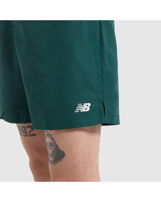 New Balance Green 7 Inch Woven Shorts In for men