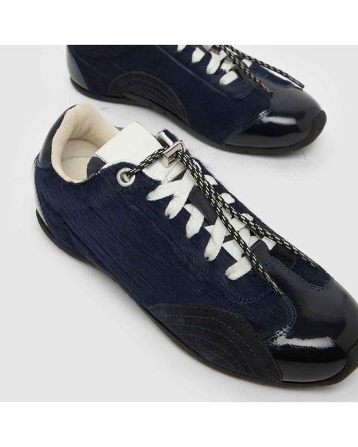 Schuh Blue Montana Leather Slim Sole Trainers