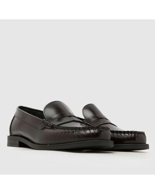 Schuh Black Liverpool Penny Leather Loafer Flats