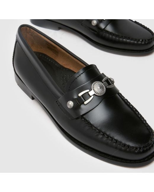 G.H.BASS Black Weejuns Western Bit Loafer Flat Shoes In