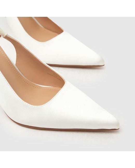 Schuh White Sade Heeled Slingback Court High Heels