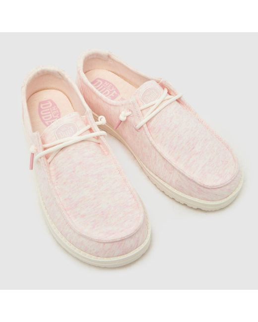 HeyDude Pink Wendy Stretch Jersey Trainers