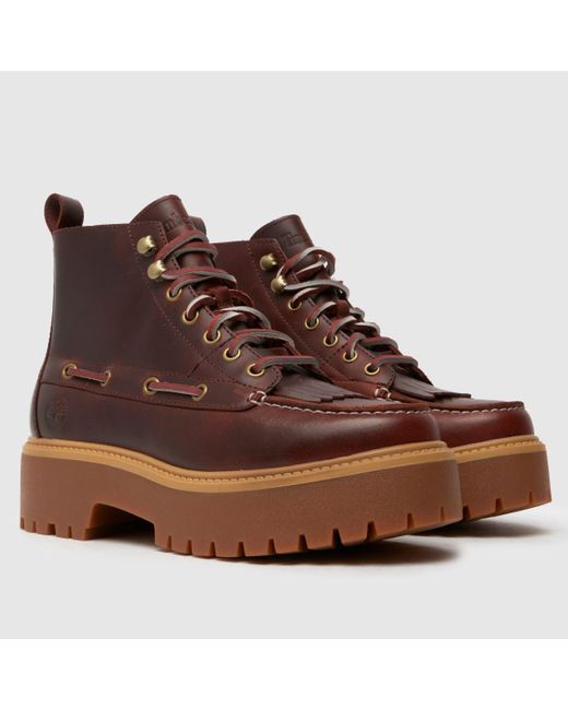 Timberland Brown Stone Street 7 Eye Platform Boots In