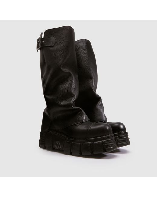 New Rock Black Gaiter Flats