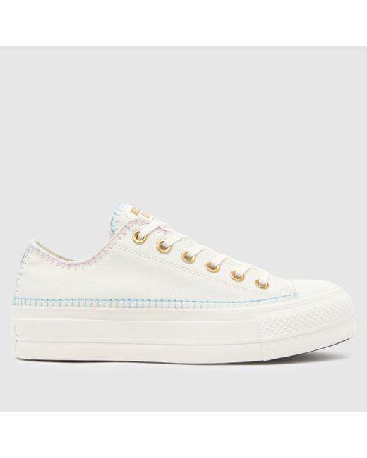 Converse White All Star Lift Ox Craft Stitch Trainers In